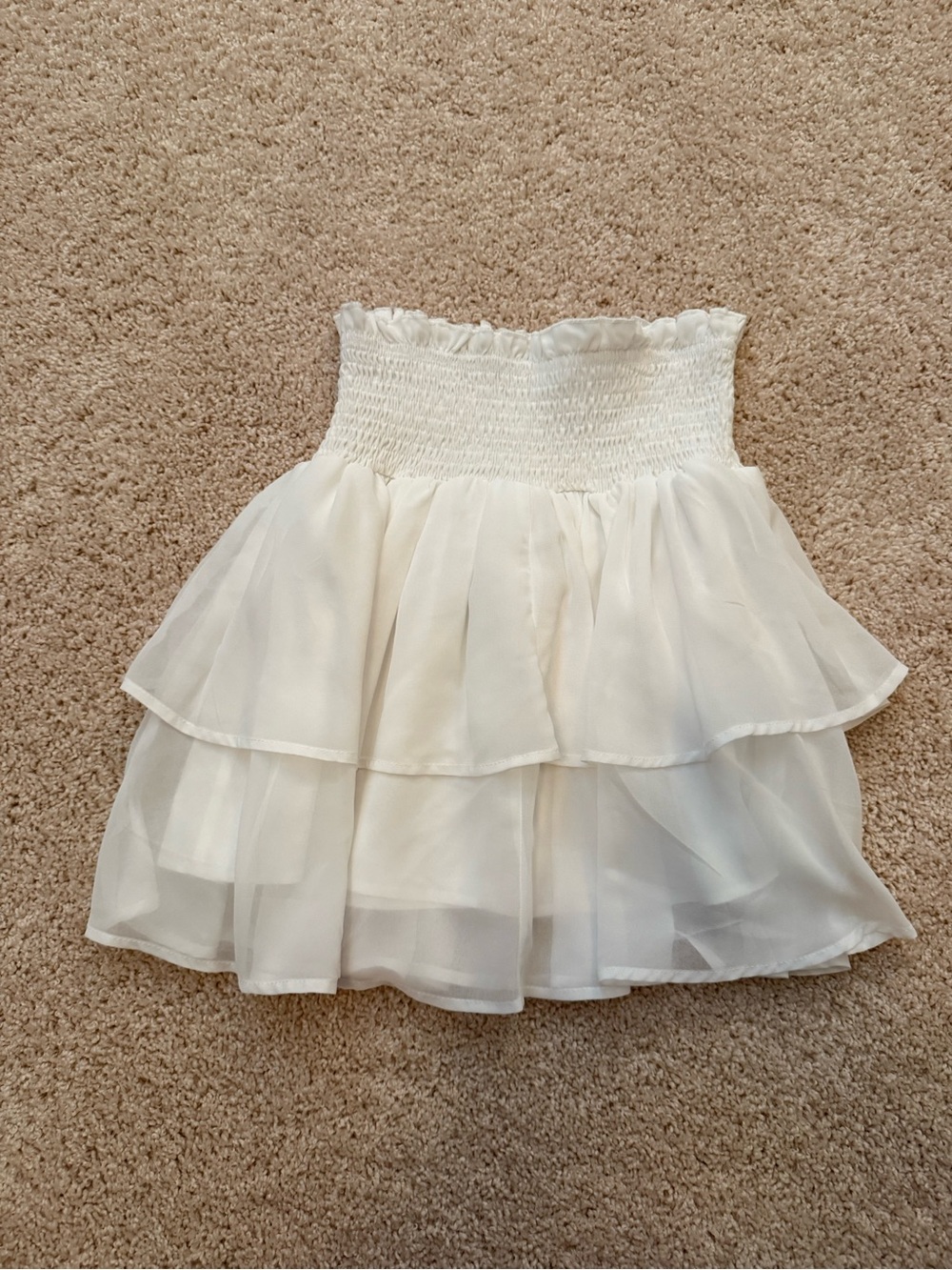 SHEIN White Smocked Tiered Mini Skirt